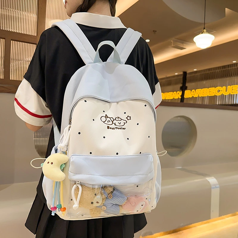 高颜值清新甜美糖果色多巴胺书包可爱卡通背包初高中生轻便双肩包