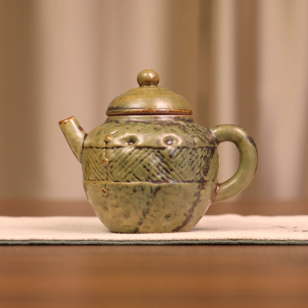 【岩悟】青苔落灰釉老君壶.3698.茶壶陶瓷功夫茶具中式家用泡茶器