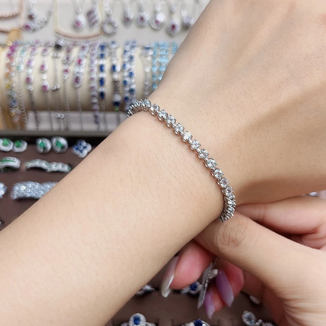 海蓝宝石手链银S925镶嵌