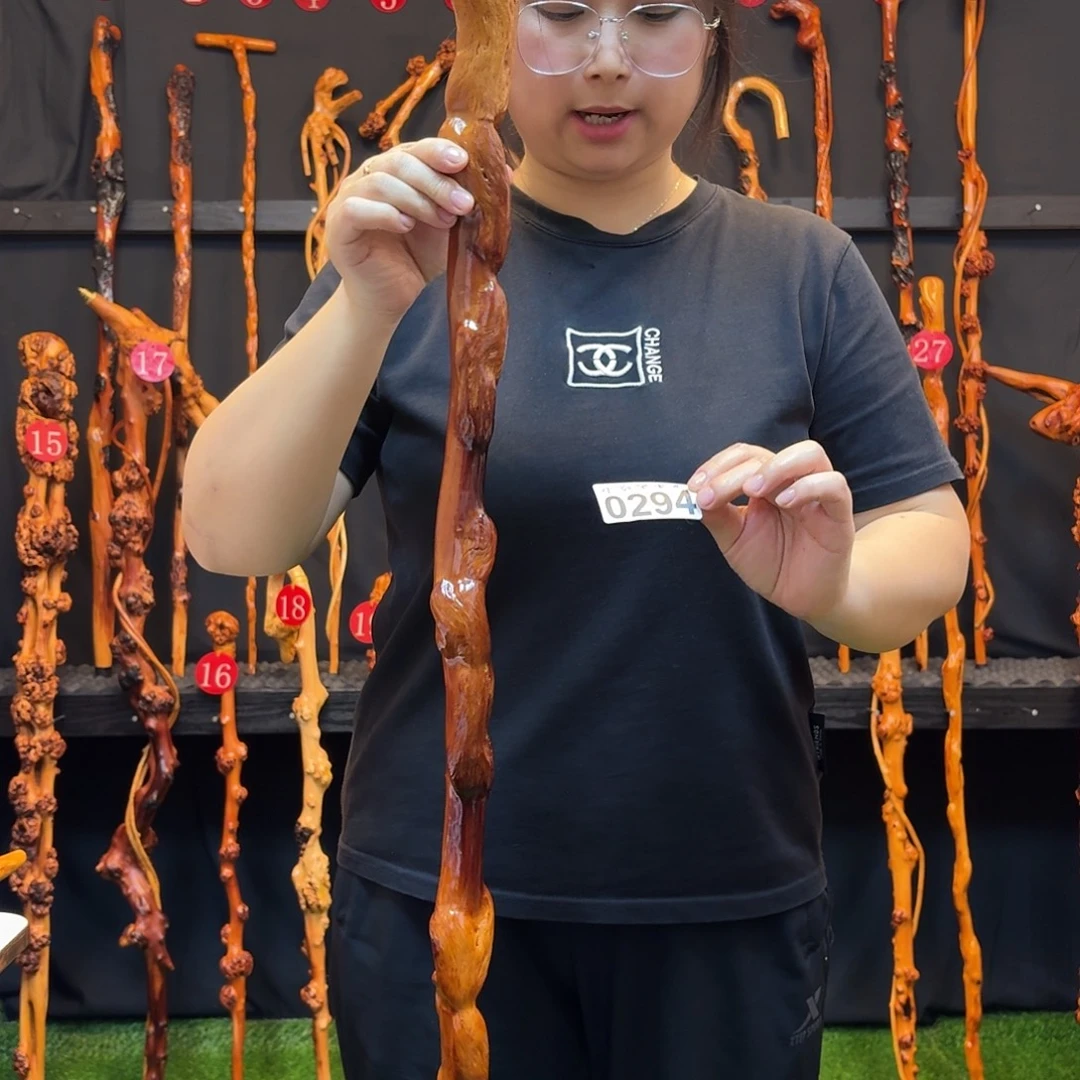 永***3黑果木拐杖手把件294