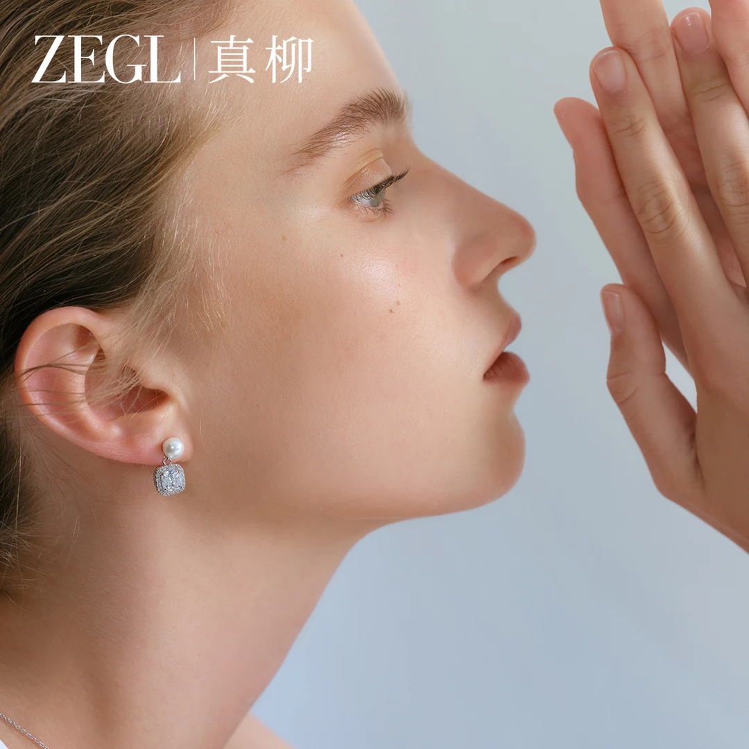 ZEGL 铜合金耳饰 真柳方糖耳饰女法式气质大气耳环冬天耳钉耳坠