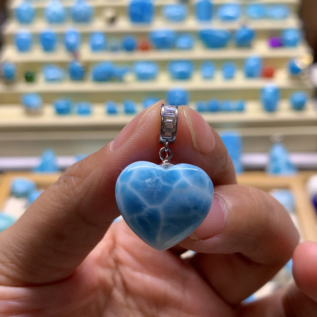 针钠钙石（海纹石）银S925镶嵌珠宝奇石