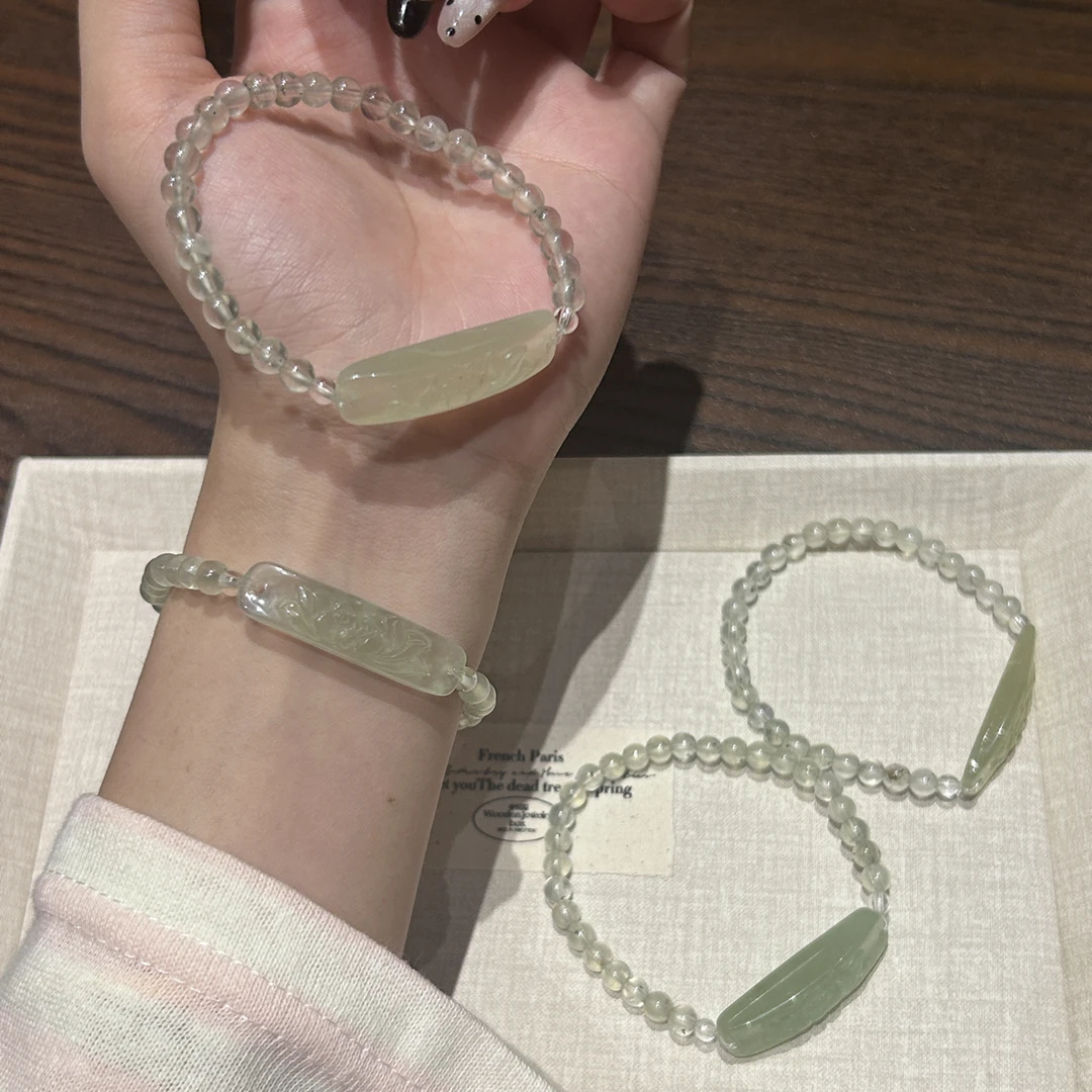 【浣碧】风铃家岫玉莲花牌葡萄石diy手链 多样性发其一