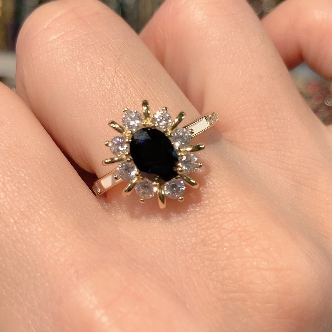 蓝宝石戒指银S925镶嵌