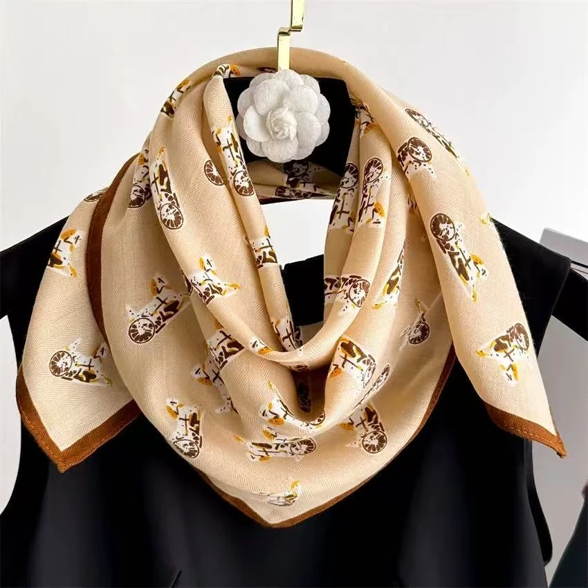 （杏色滑行马车）新款方巾65*65左右围巾