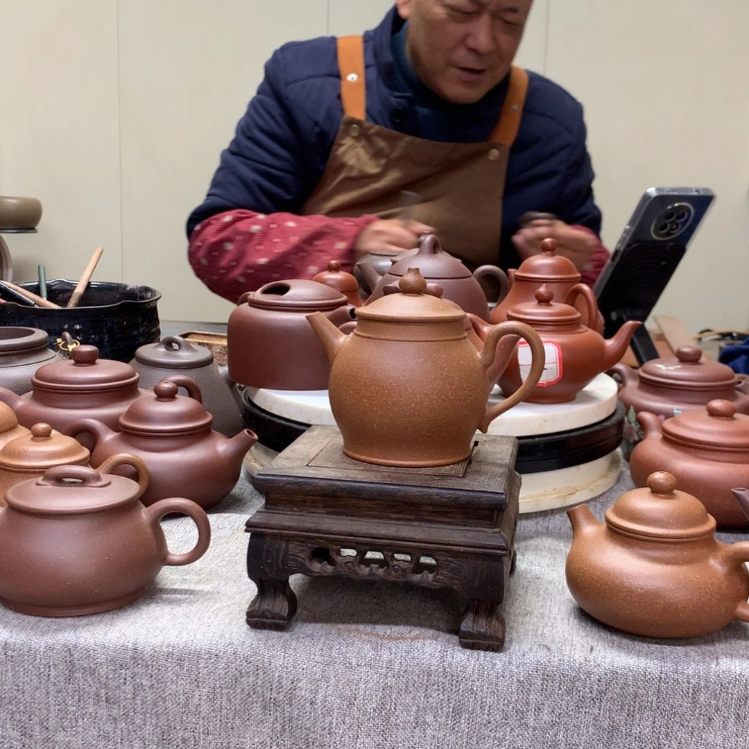 紫泥茶壶黄降坡复古旭帽180 C半手工制作
