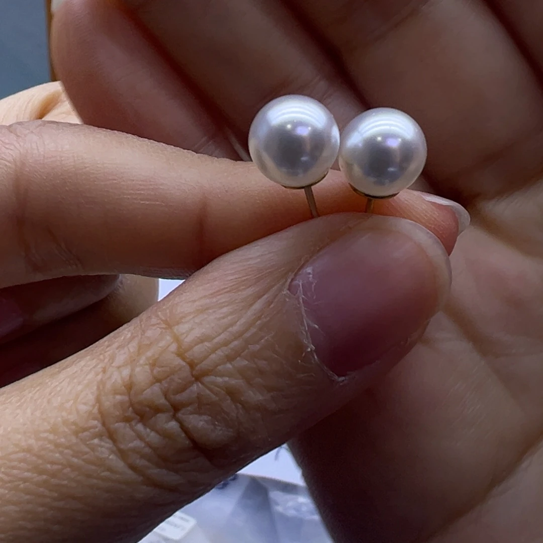 银S925镶嵌耳饰淡水珍珠