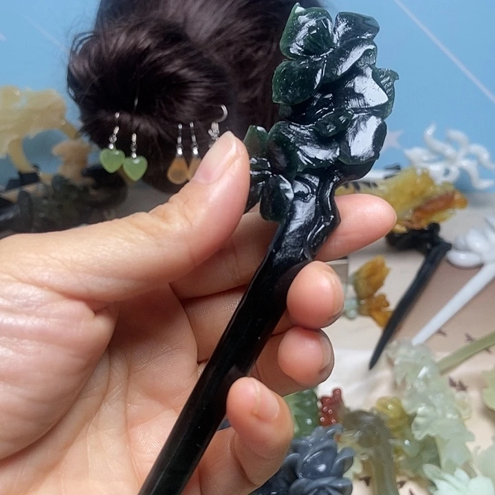 愿***心岫玉未镶嵌发簪发簪