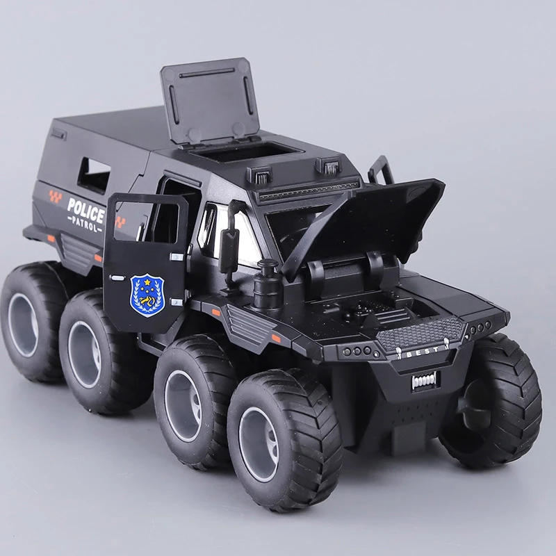 儿童圣诞礼物玩具车男孩宝宝开门大装甲车军事皮卡W68