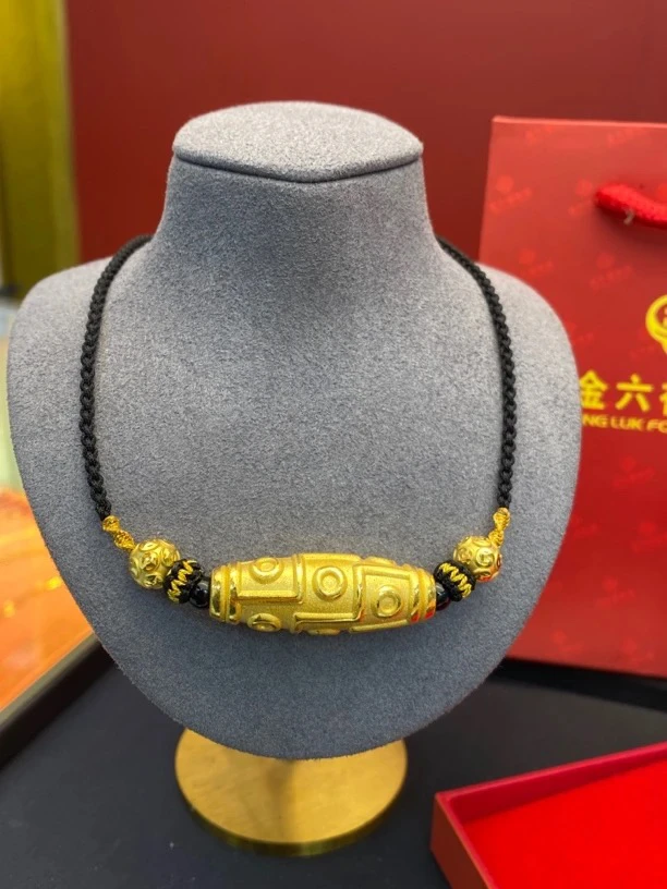 足金999《九眼珠》时尚编绳项链