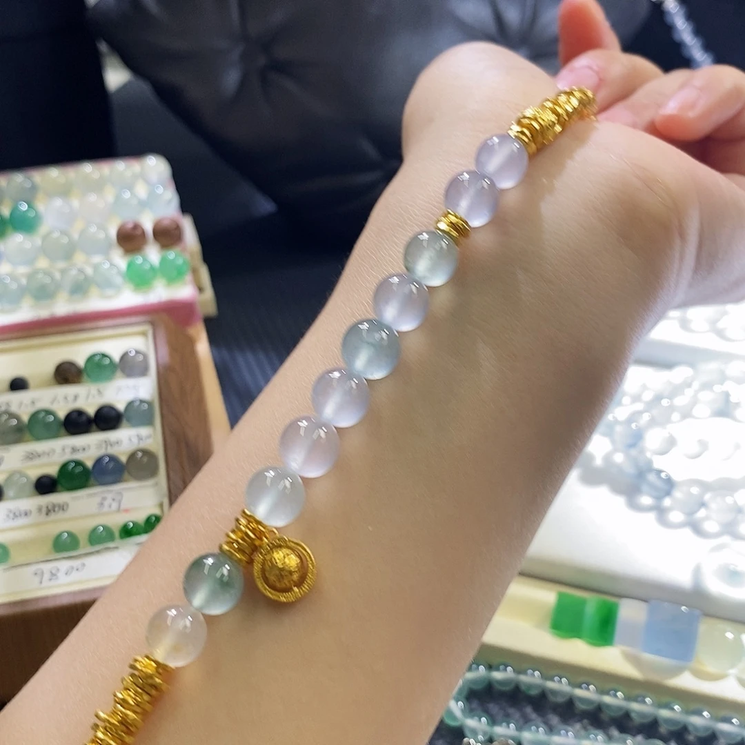 翡翠未镶嵌挂件盘缠手链