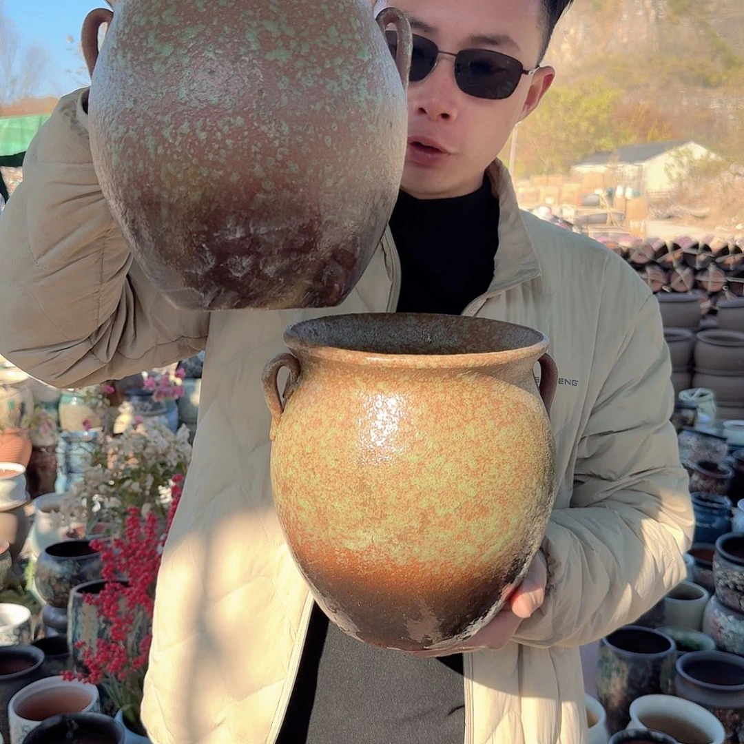 紫砂花盆口18高20（耳朵牛油果两个