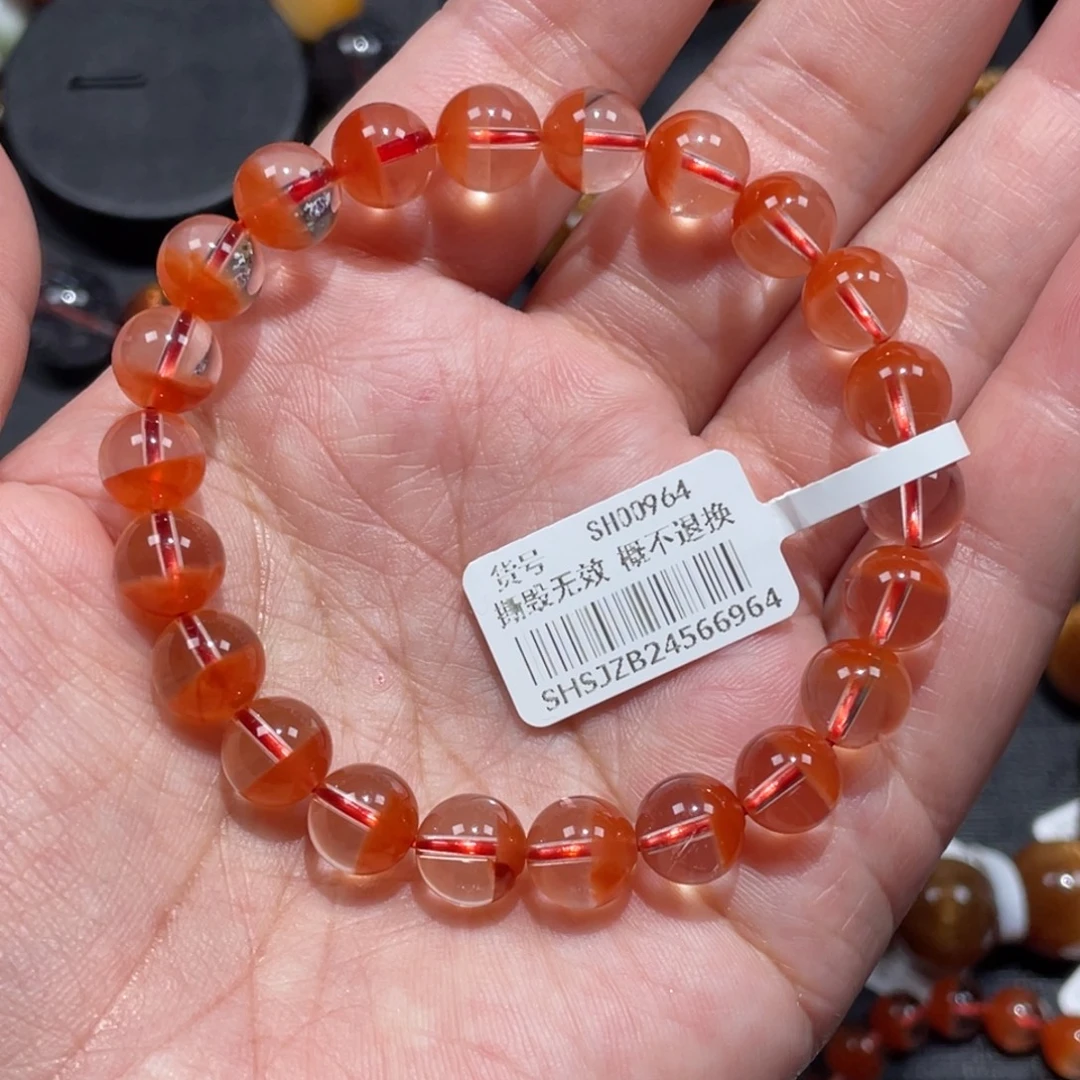 未镶嵌手链水晶红兔毛聚宝盆8.5mm左右