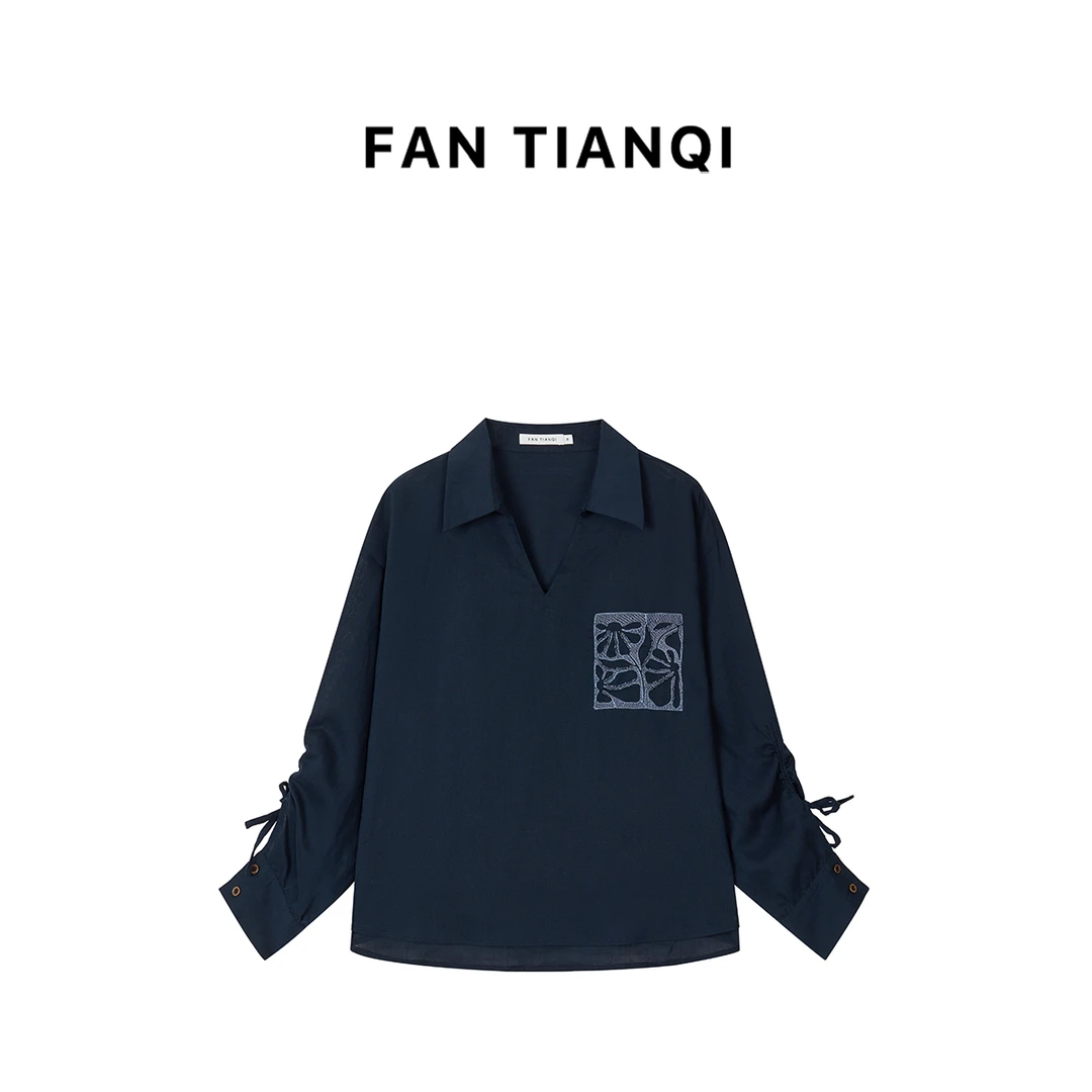 范天奇/FAN TIANQI【仲夏夜】订珠刺绣天丝亚麻衬衫FYSH53008