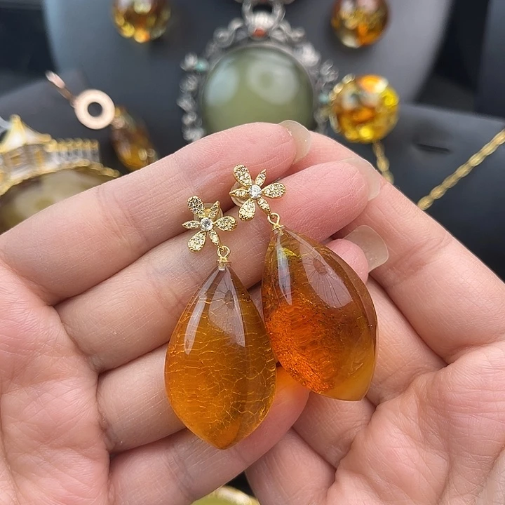 琥珀银S925镶嵌裸石