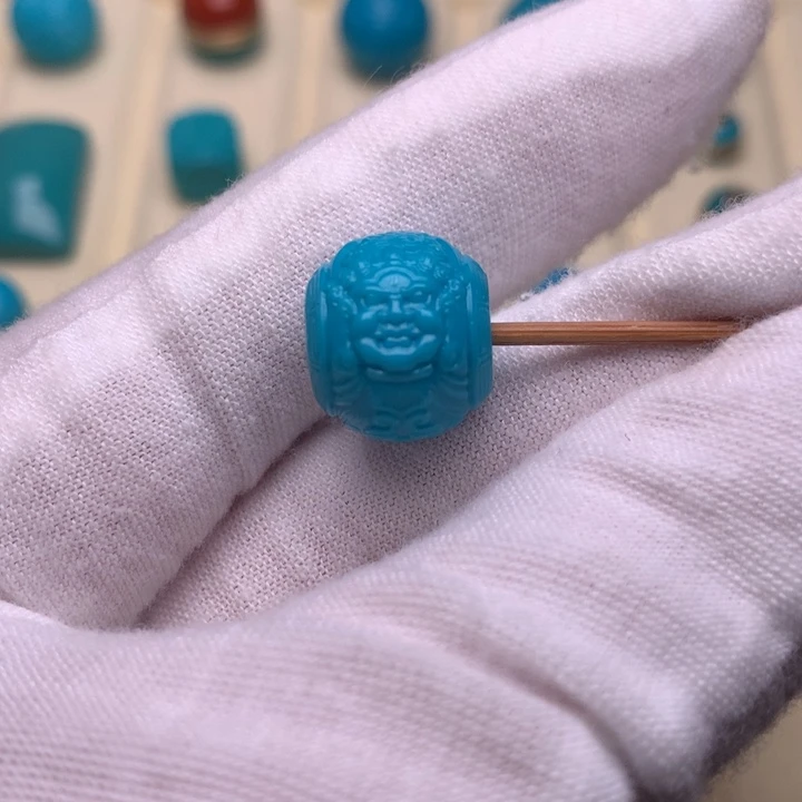 绿松石未镶嵌绿松石黄财神13.5