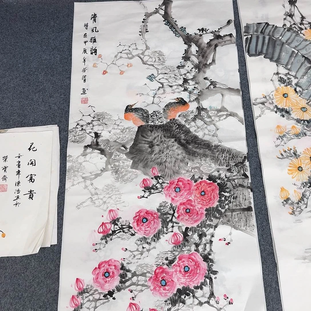 国画三尺尺寸50X100纯手绘作品