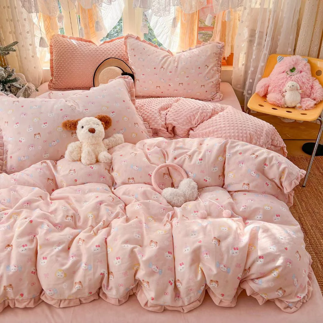 秋冬款～加厚棉加绒四件套A版全棉纱布B版宝宝绒超软棉可机洗