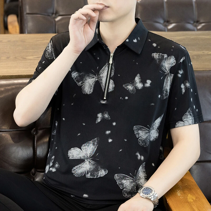 Mexican/稻草人2025夏季新款男士短袖T恤Polo衫印花凉感青年百搭