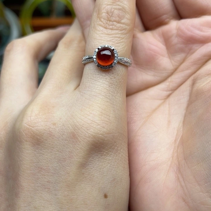 石榴石戒指银S925镶嵌