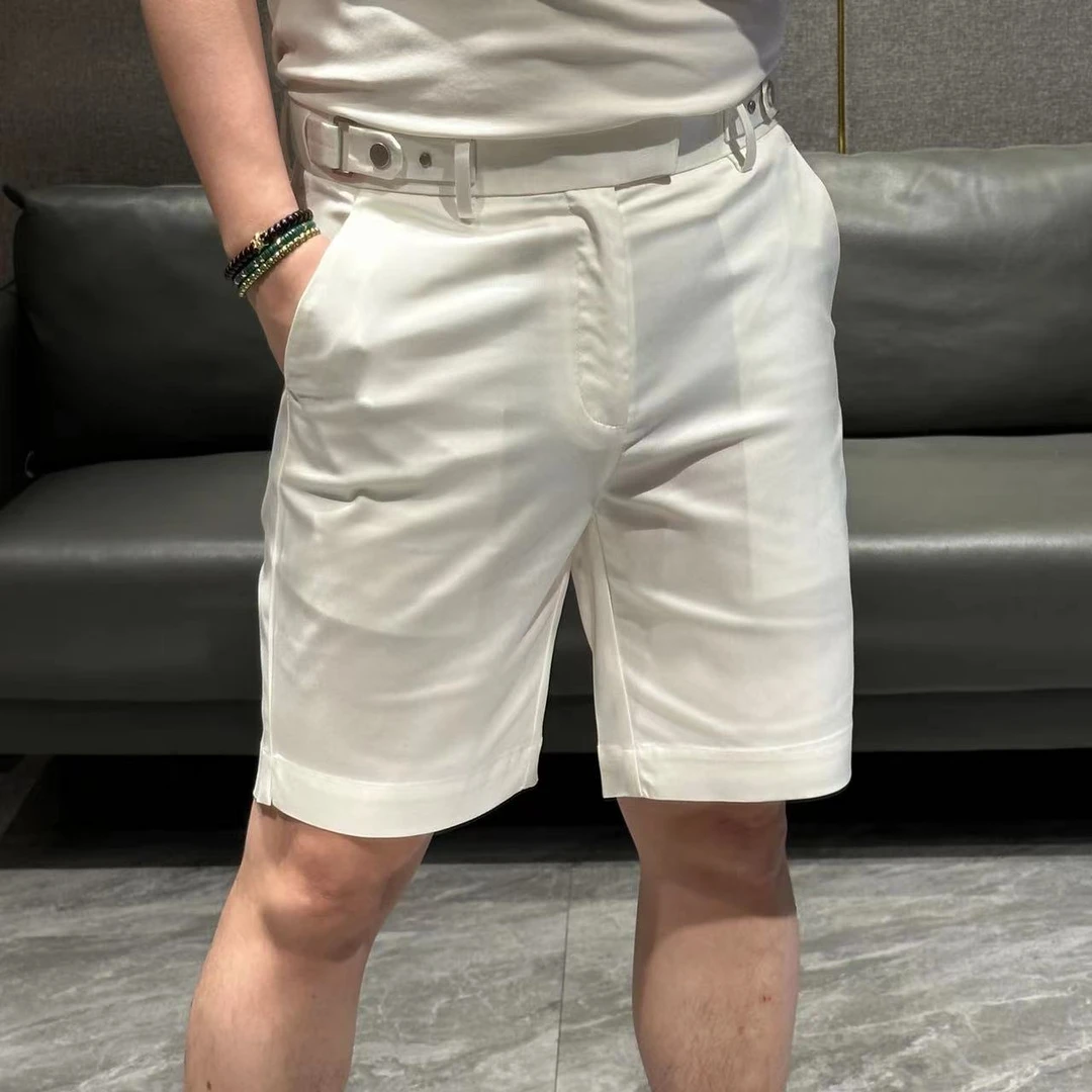 高端男士夏日莫代尔弹力那不勒斯净色五分裤66805
