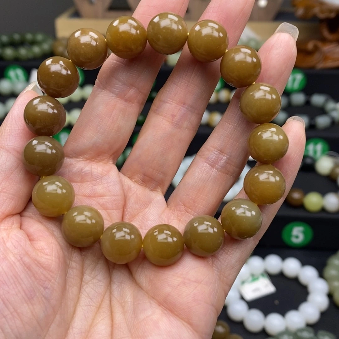 和田玉（糖玉）手链未镶嵌12m m