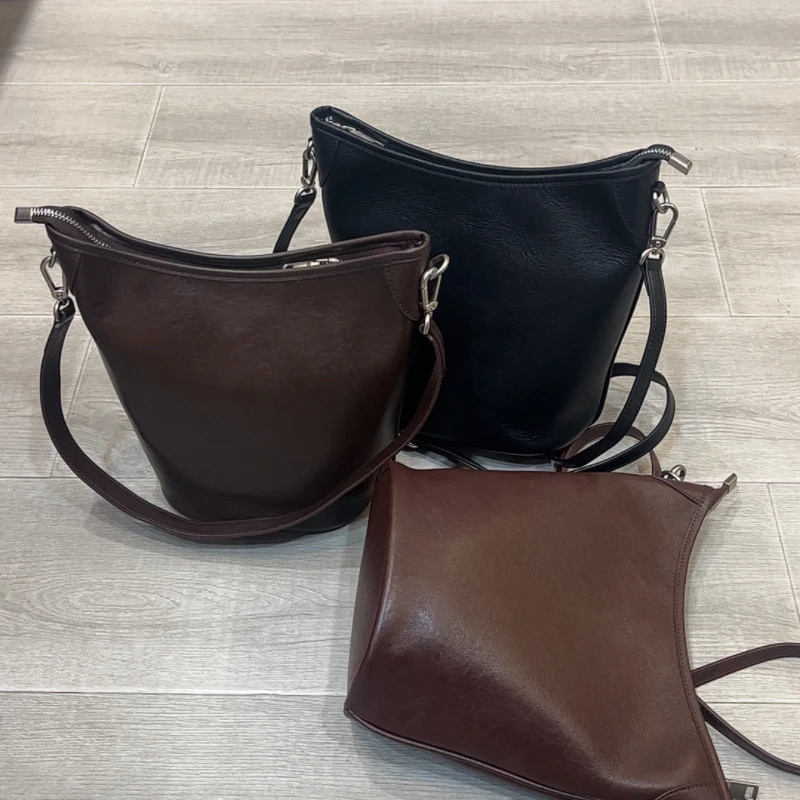 6319牛皮水桶休闲韩系简约百搭女包