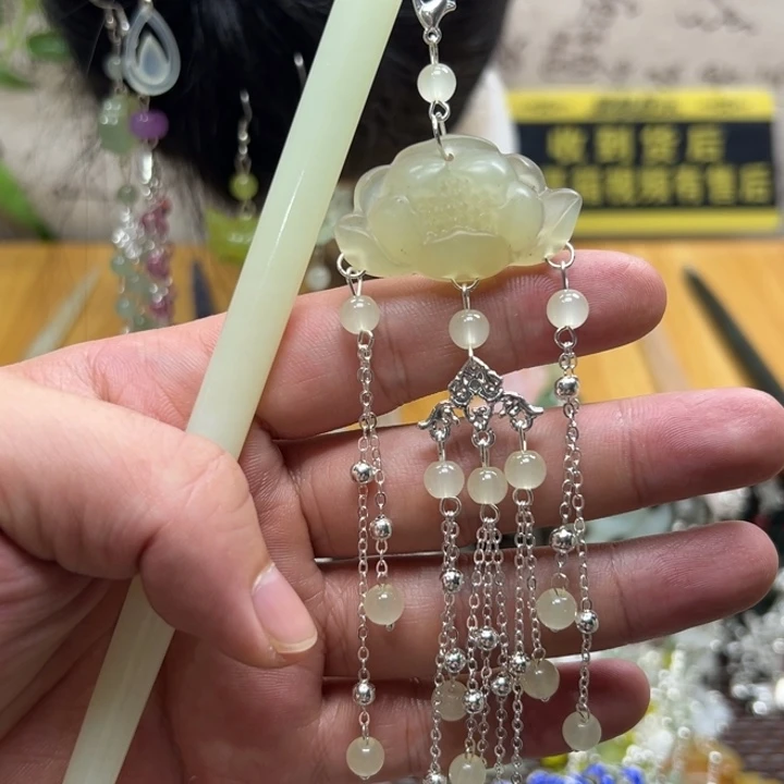 合金蛇纹石玉发饰
