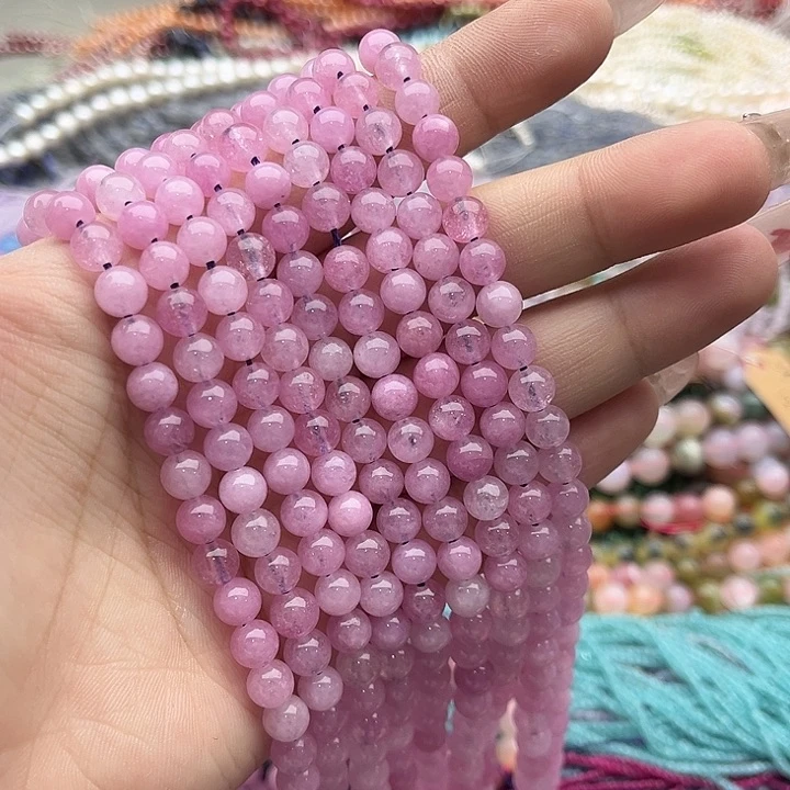 玛瑙/玉髓珠宝半成品未镶嵌一条6mm左右紫锂辉