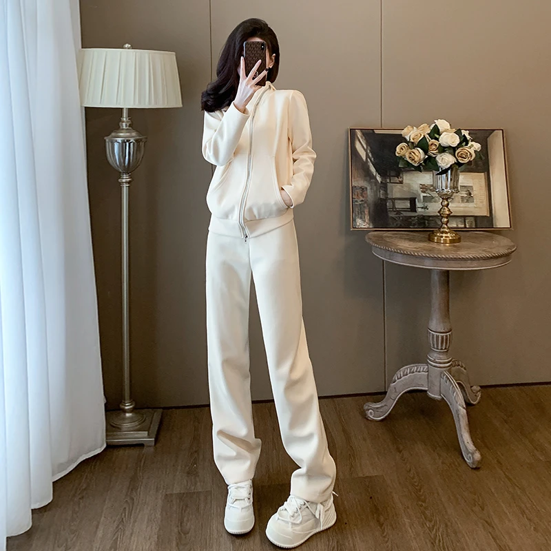 时尚休闲运动套装2026春季新款洋气御姐风穿搭连帽长袖长裤两件套