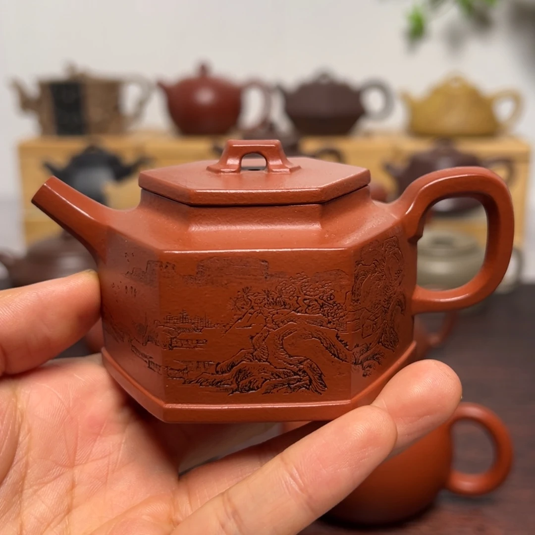 飞***水茶壶紫砂110cc全手工 六方