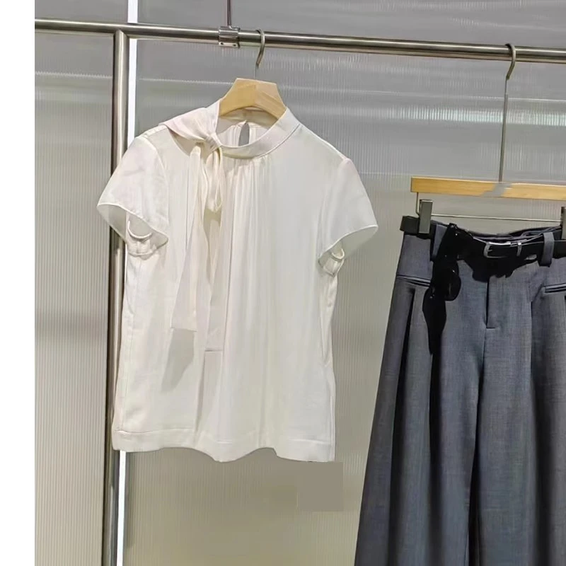 蝴蝶结薄款透衬衫富家千金风系带飘带25夏新款时尚百搭减龄上衣