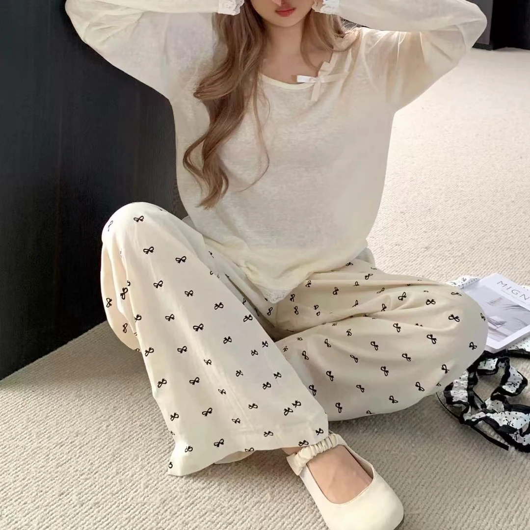 减龄蝴蝶结露肩长袖罩衫女早秋氛围感内搭叠穿