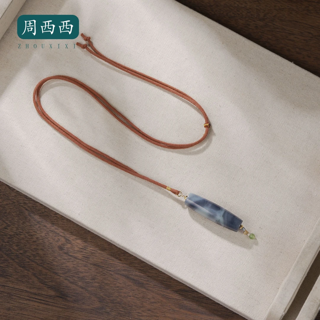 周西西精美珠宝18K青花桶珠项链4*1.1气质百搭多样性发货19199