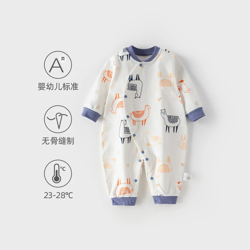 新生婴儿连体衣春秋无骨宝宝纯棉哈衣A类婴儿长袖爬爬服秋装新款