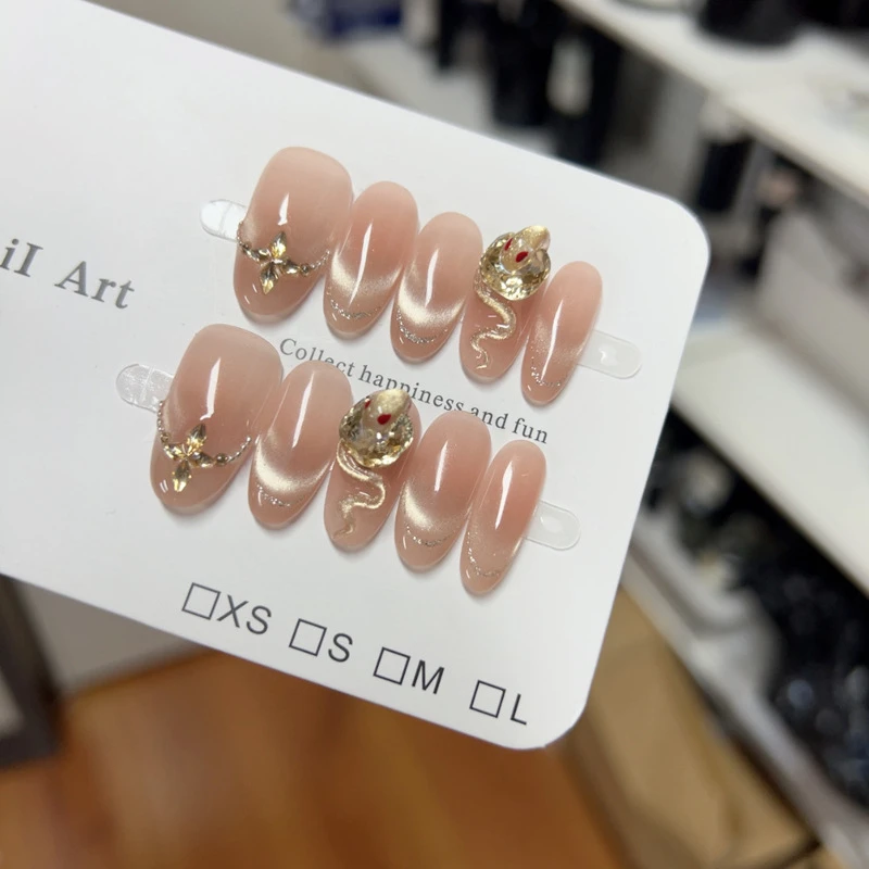 【孤品】纯手工穿戴甲高品质新年甲高端定制新春戴新甲可拆卸