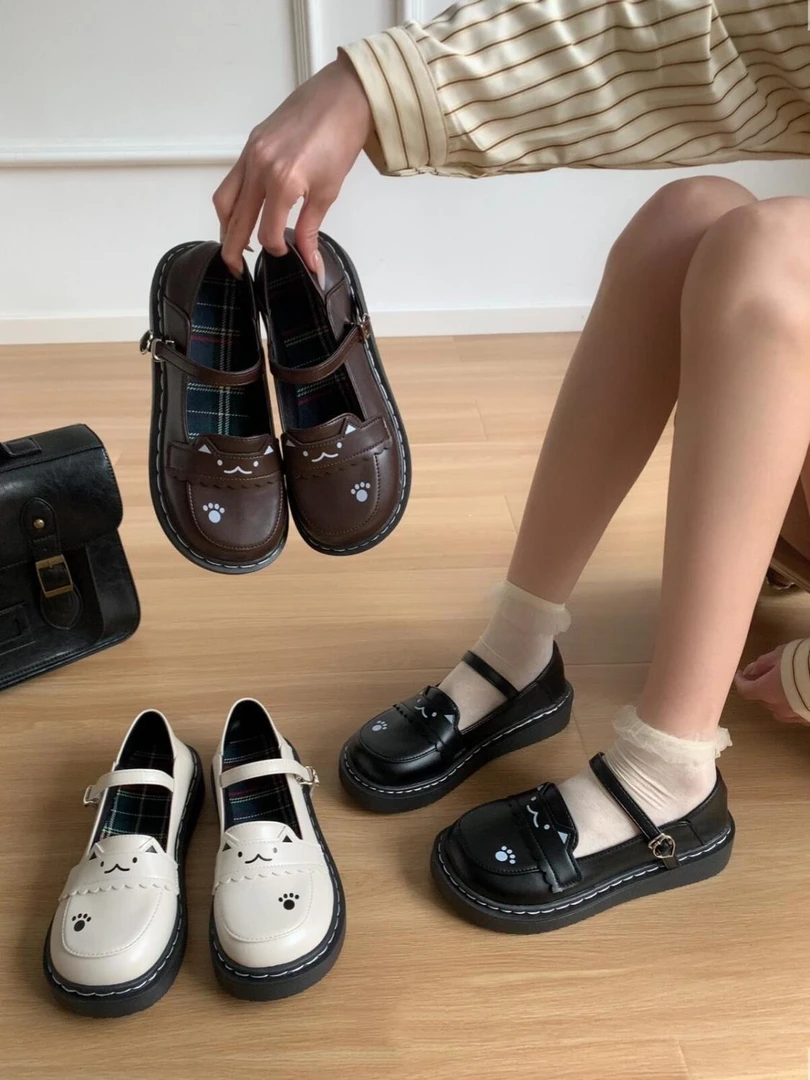 可爱小猫日系jk2025制服平底女款软妹百搭学生小众玛丽珍女单鞋
