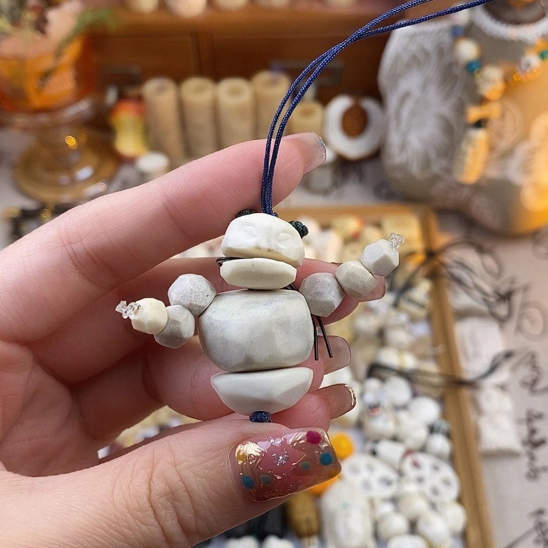 鹿骨把件M22鹿角手雕石矶娘娘