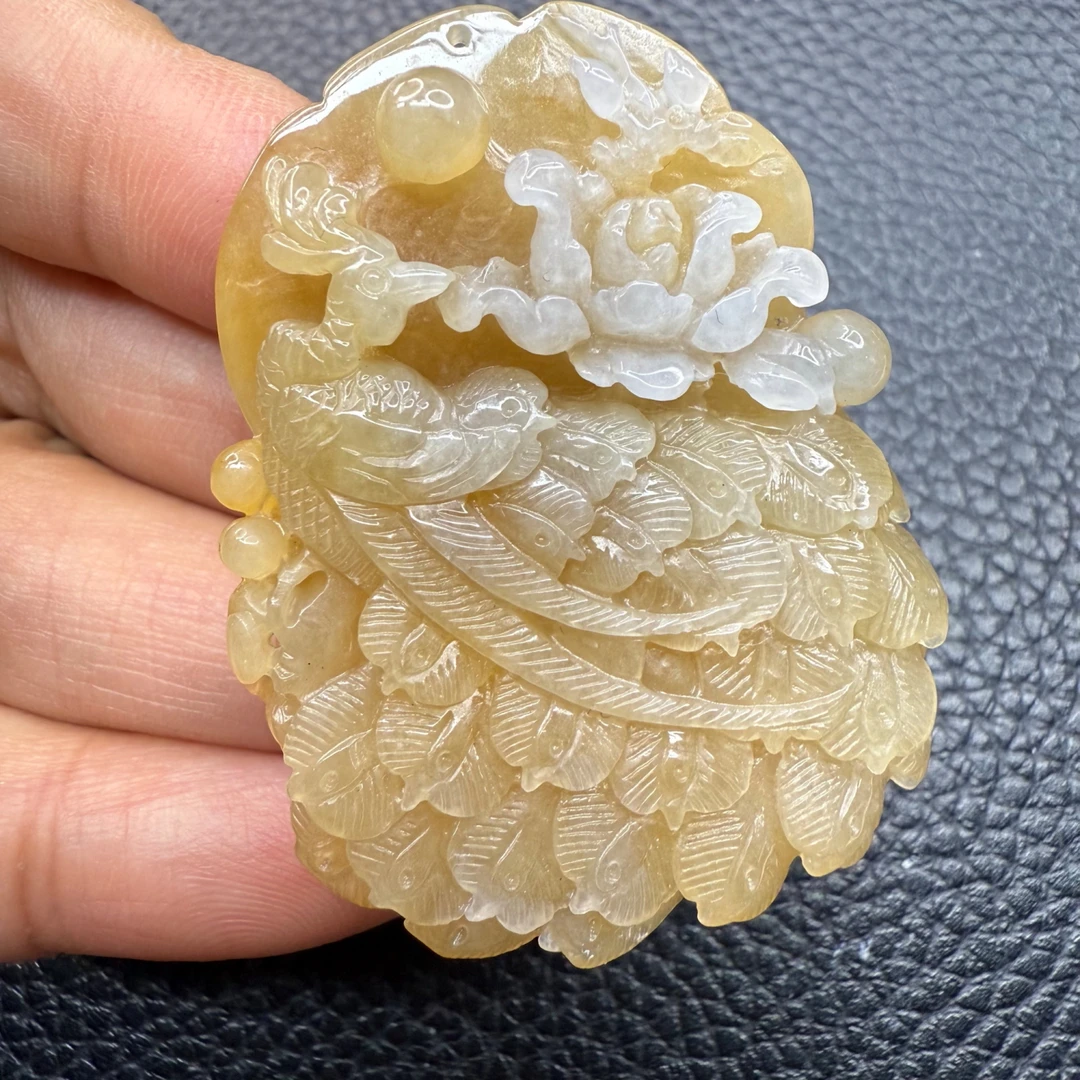 FC59天然缅甸翡翠A货黄翡凤凰/300061/保利厦门拍卖