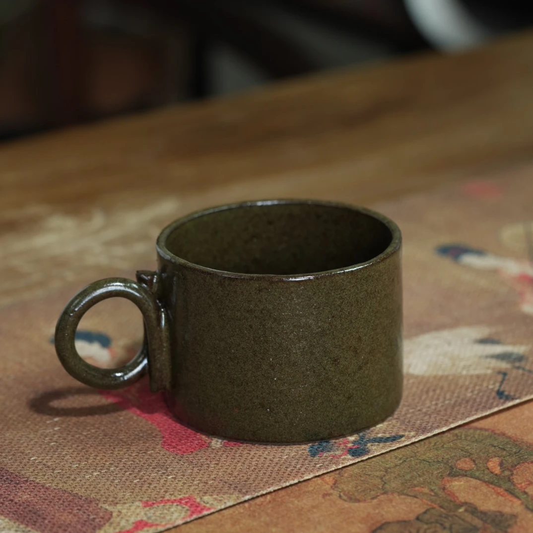 景德镇上庄陶瓷柴窑茶叶末颜色釉手工咖啡杯