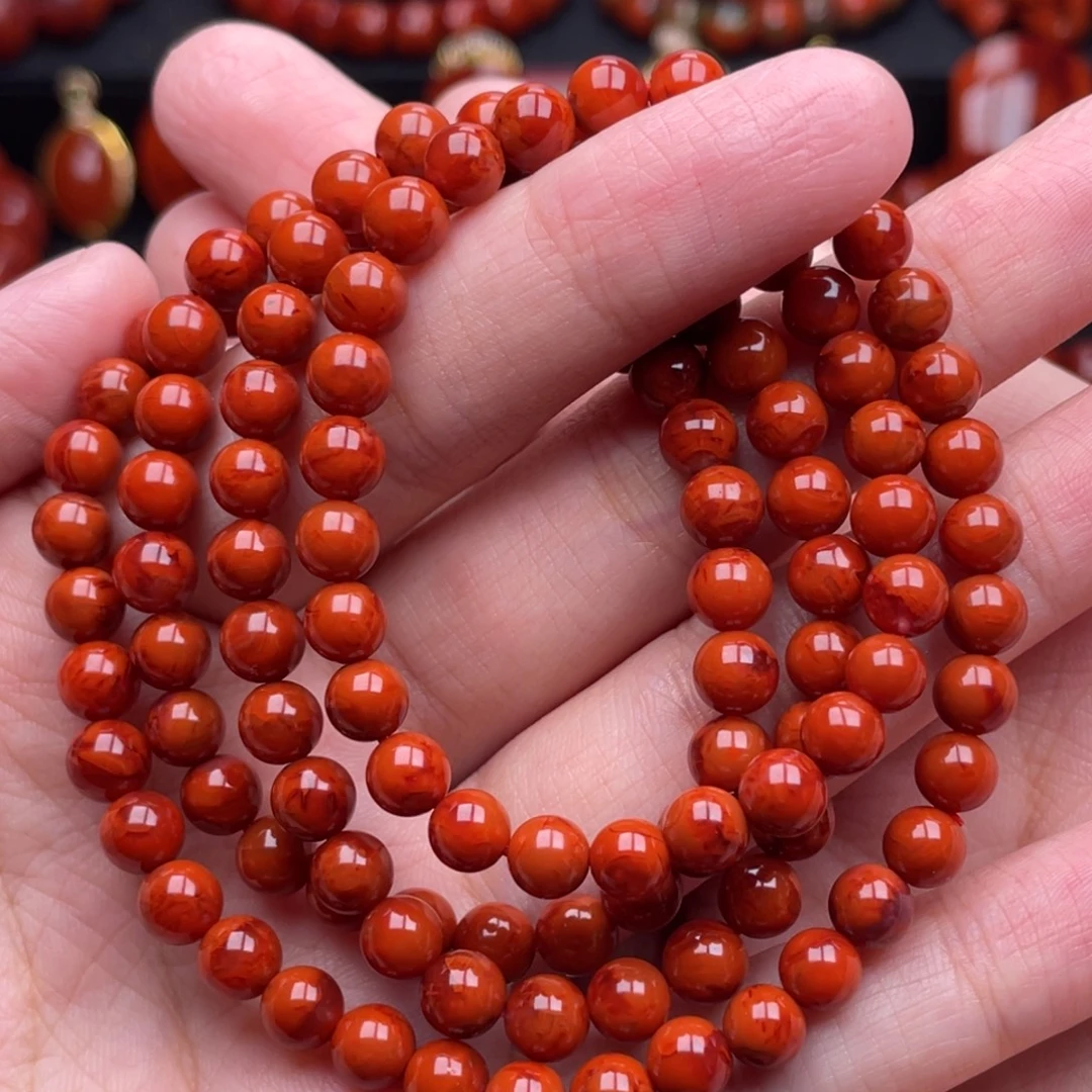 南红玛瑙未镶嵌珠宝奇石多圈6mm