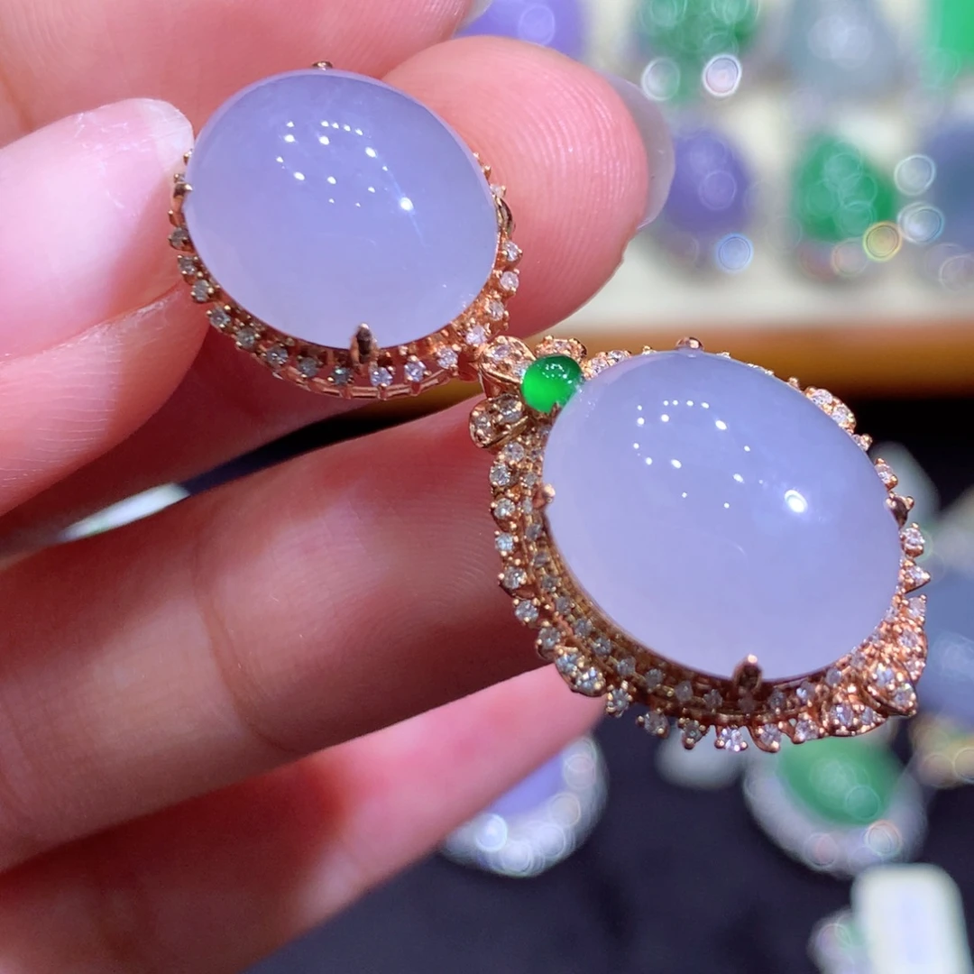 吊坠(不含链)18K金镶嵌翡翠