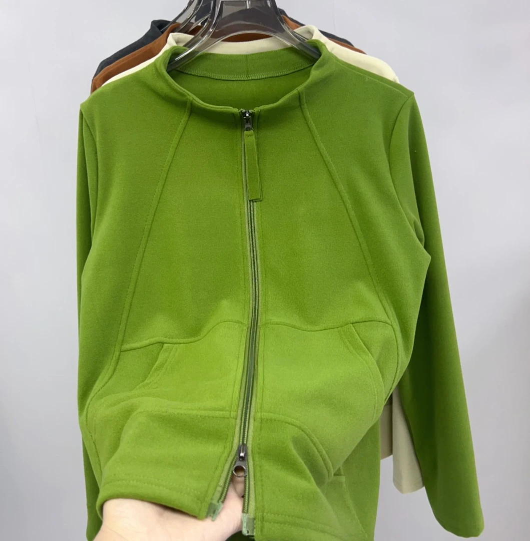 2025秋冬新款宽松卫衣女装纯色拉链洋气百搭女士休闲时尚打底上衣