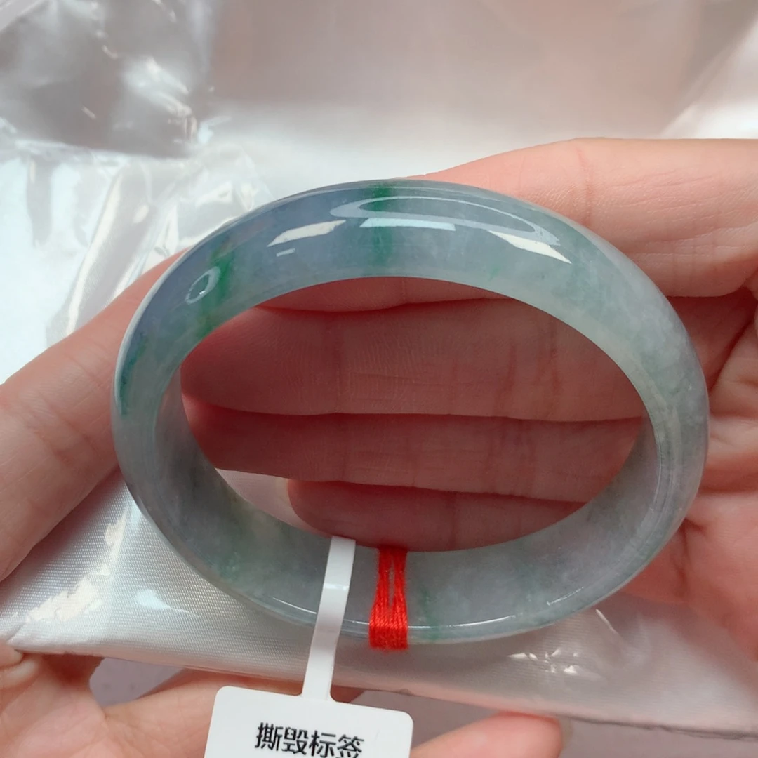 翡翠手镯未镶嵌55.6贵妃 冰蓝紫底飘花