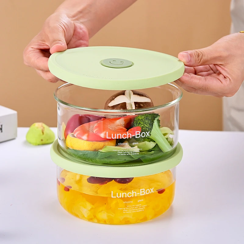 保鲜盒玻璃饭盒耐热便当盒带盖学生上班族带饭微波炉密封盒储物罐
