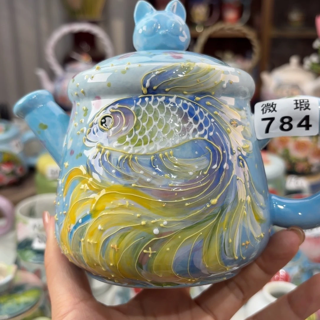 瓷片景德镇手绘高温釉下彩陶瓷茶具