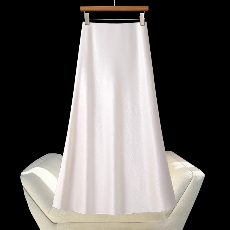 拉夏贝尔a字鱼尾半身裙薄款女2025春秋新款高级感缎面中长款伞裙