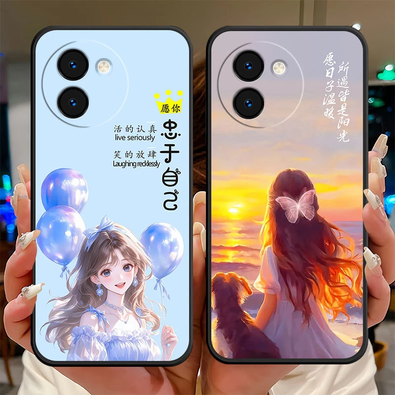 vivoY200t手机壳V2353DA硅胶防摔Y200t全包软壳文字耐脏女保护套