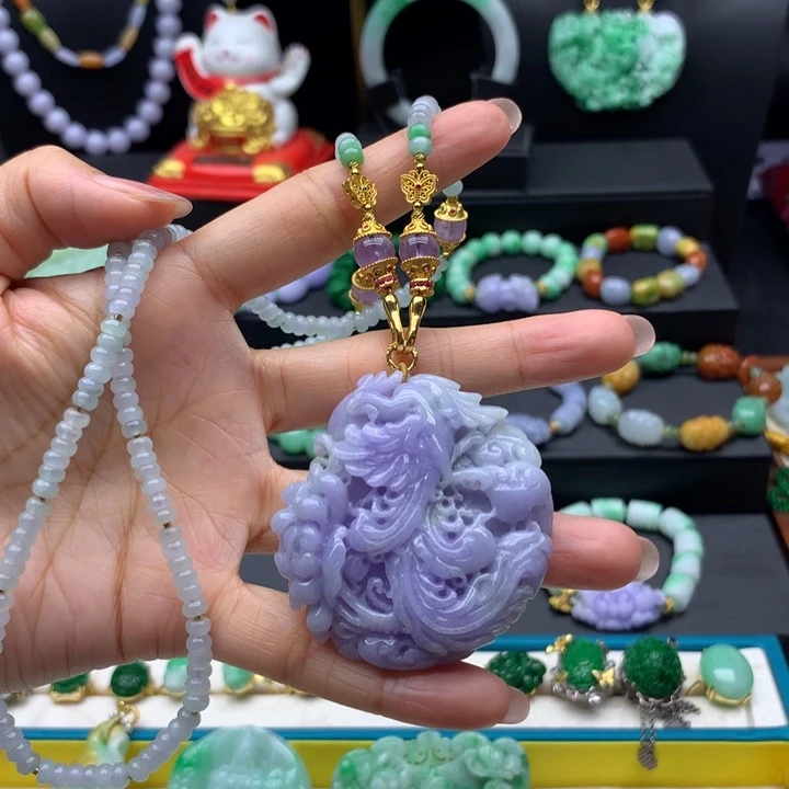 颈饰未镶嵌翡翠紫翡凤凰