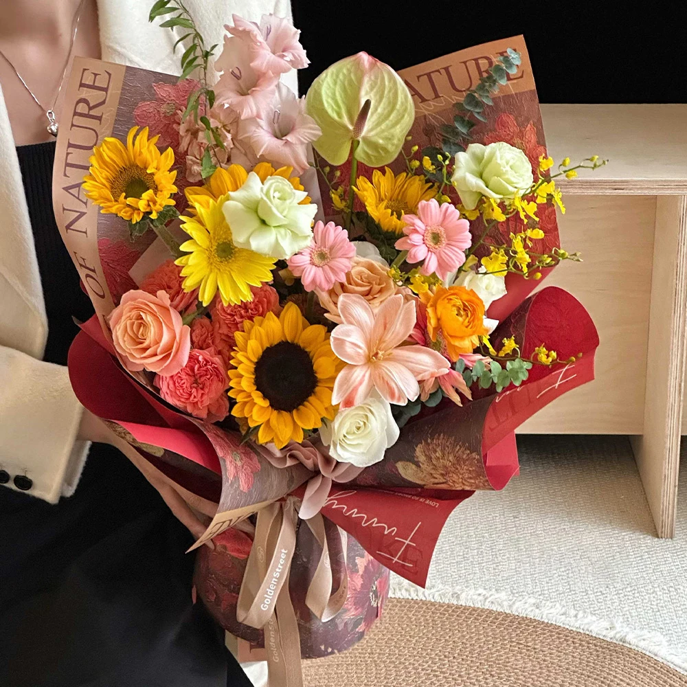 【花约】美拉德油画纸花卉氛围加厚牛皮纸鲜花花束手工礼品包装纸